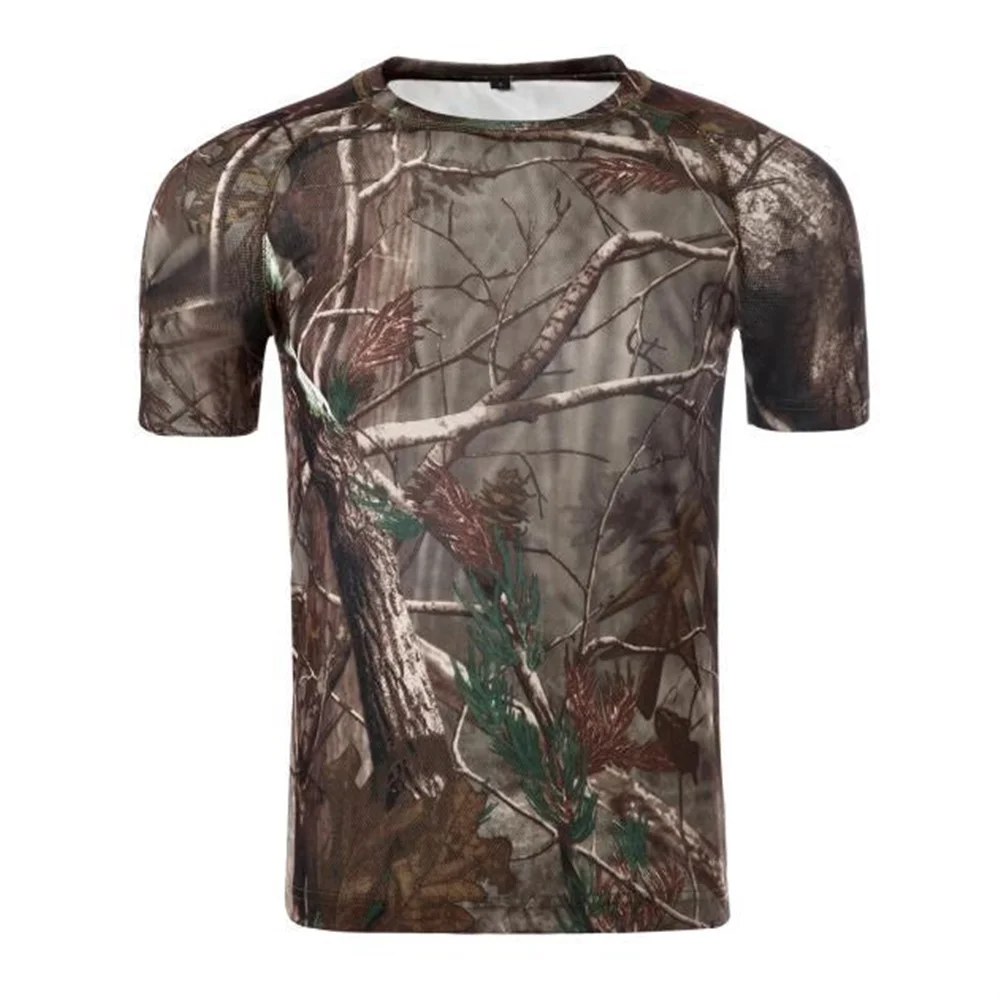 Tactical Camouflage T-Shirt Short Sleeve Hunting Shirt Quick Drying Camo Outdoor CS Hunting T-shirt