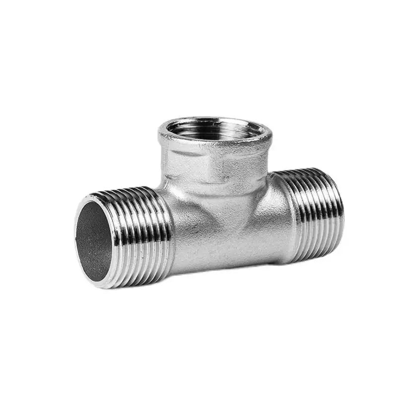 304 stainless steel tee water pipe joint outside and inside wire tee 46 minutes 1 inch direct through thread fittings