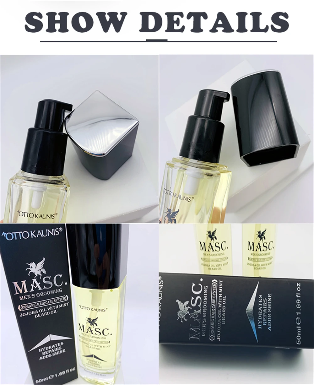 
OEM Men Grooming Organic 100% Natural Jojoba Oil Soften and Refresh Beard Oil Men 