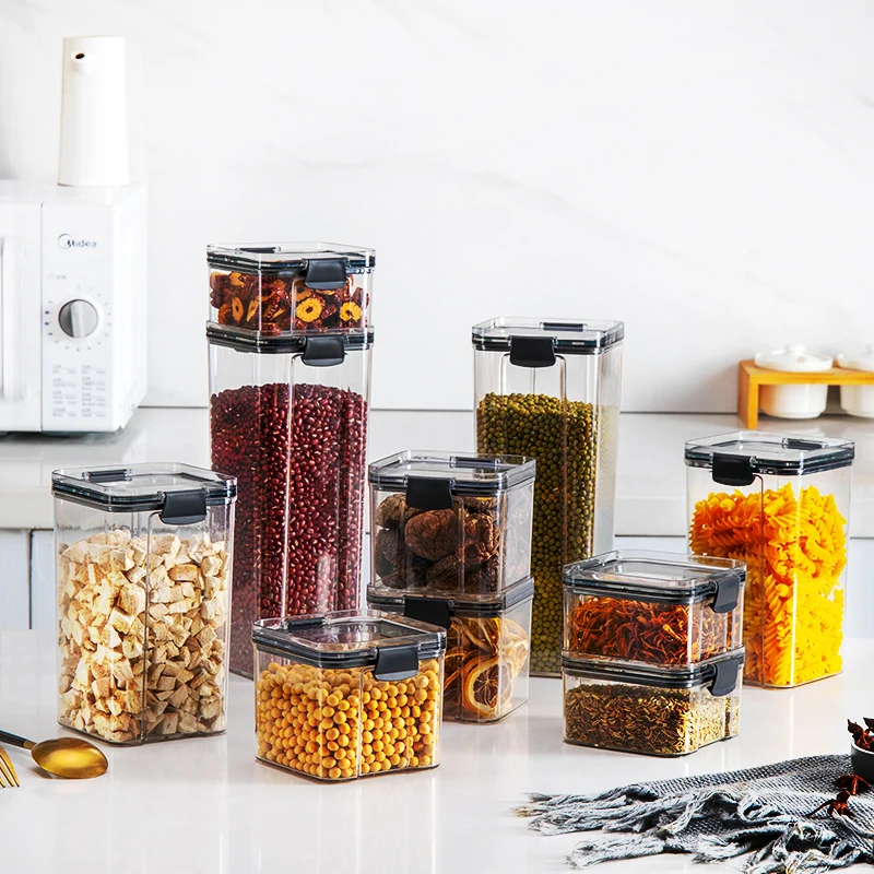 Stackable 6 Pieces set BPA free airtight kitchen organizer food container storage boxes bins lid storage containers plastic set