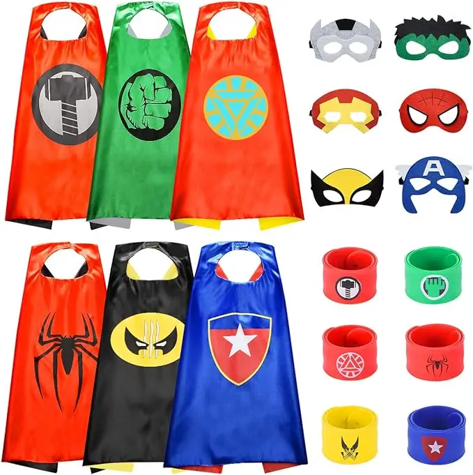 Superhero Costume Capes with Masks and Bracelets Indoor and Outdoor Toys for Kids