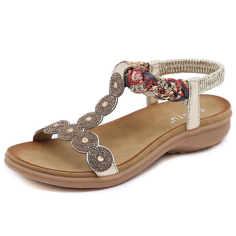 Wholesale Summer Flat Sandal Shoes New for Women Custom PU Printing Beach Sandals Anti-slip Casual Flat Shoes Women Sandals