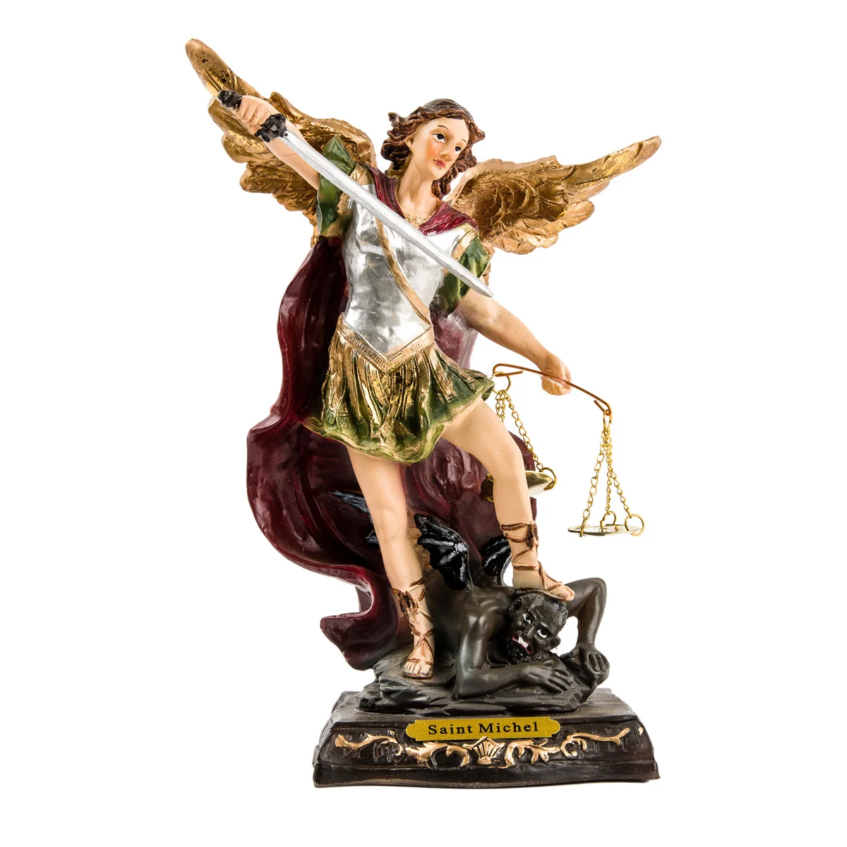 Custom Catholic religious statue resin Christian Michael Archangel statue Saint Miguel sculpture church decoration