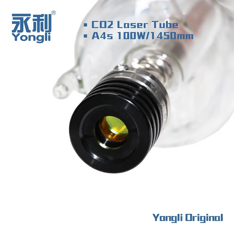 Yongli 150w Max 180w 1850mm Dia. 80 мм Стеклянная лазерная трубка с металлической головкой II-VI объектива