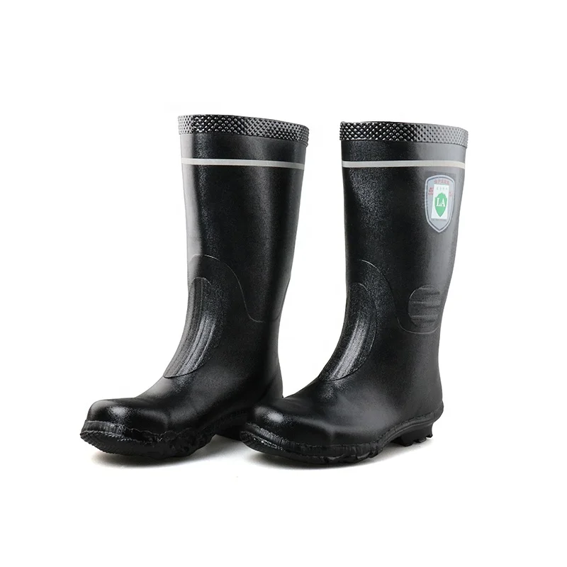 3539 Industrial Safety Rain Gum Boots Pure Heavy Duty Black Rubber Gumboots Work Miner Rubber Boots With Steel Toe Cap