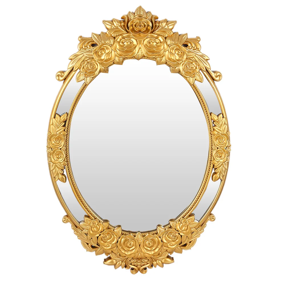 French market Decorative Design Vintage European New Art Creative European Light Luxury Carved Flowers Wall Hanging Mirror