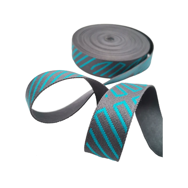 High quality  Nylon Polyester Polypropylene pattern logo woven Jacquard flat webbing strap tape stripe ribbon belt bias tape
