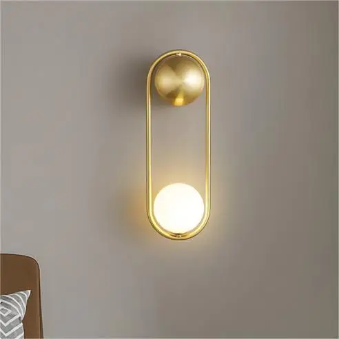 Milk white ball sofa background G9 wall lamp beautiful gold bedroom bedside glass wall light black gold for hotel home
