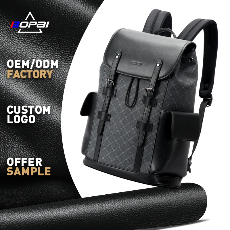 BOPAI branded custom logo commute lightweight daypack waterproof large capacity 15.6 inch laptop men casual sports backpacks