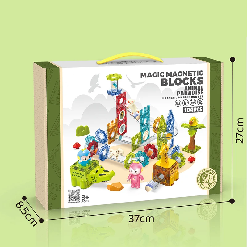 Children Educational Toy Zoo Marble Magnetic Building Blocks Toys For Kids Birthday Gift Toys