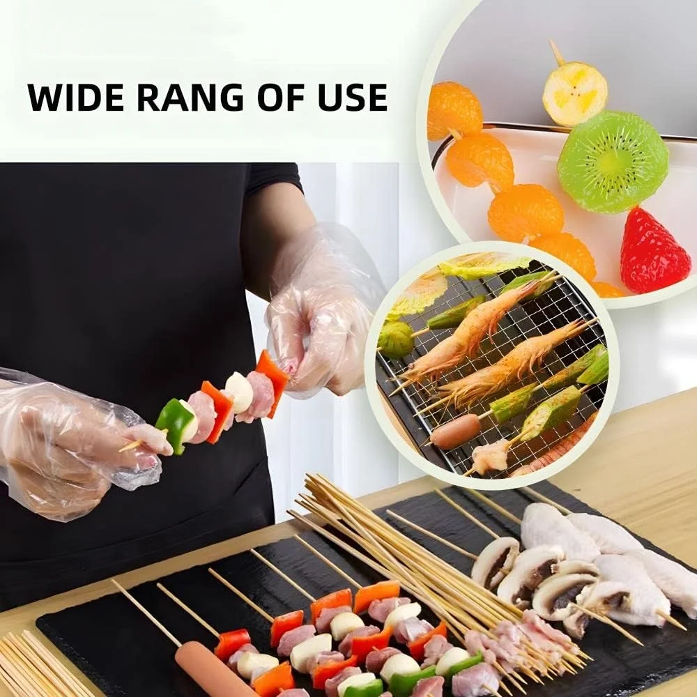 Multi-use Bamboo Sticks for Grilling, Kabob, Fruits, Candies, Chocolate Fountain, Handicrafts etc.