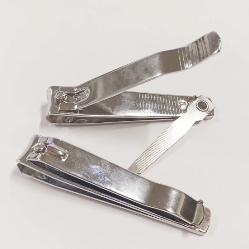 OEM nail clippers with file 8cm silver Carbon steel flat nail clippers for Finger toe thick 1.5 MM portable nail cutter