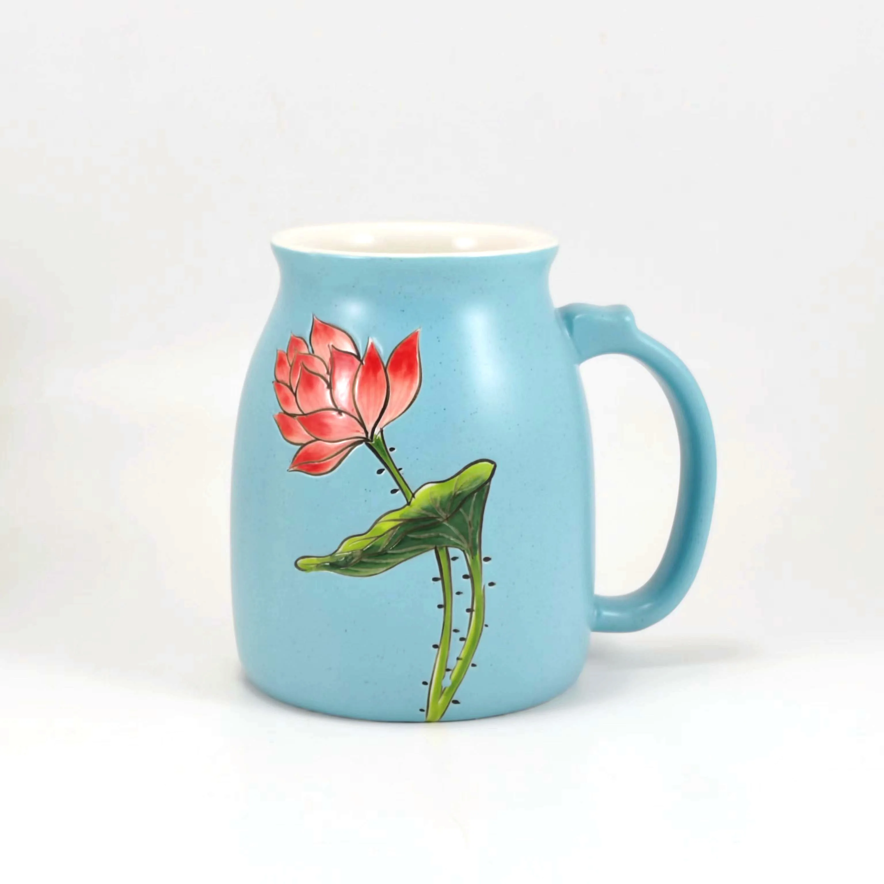 Новый продукт, матовая крапчатая глазурь, слегка приподнятый Лотос, 17 унций, рекламная керамическая посуда для питья с разборной кошкой на дне