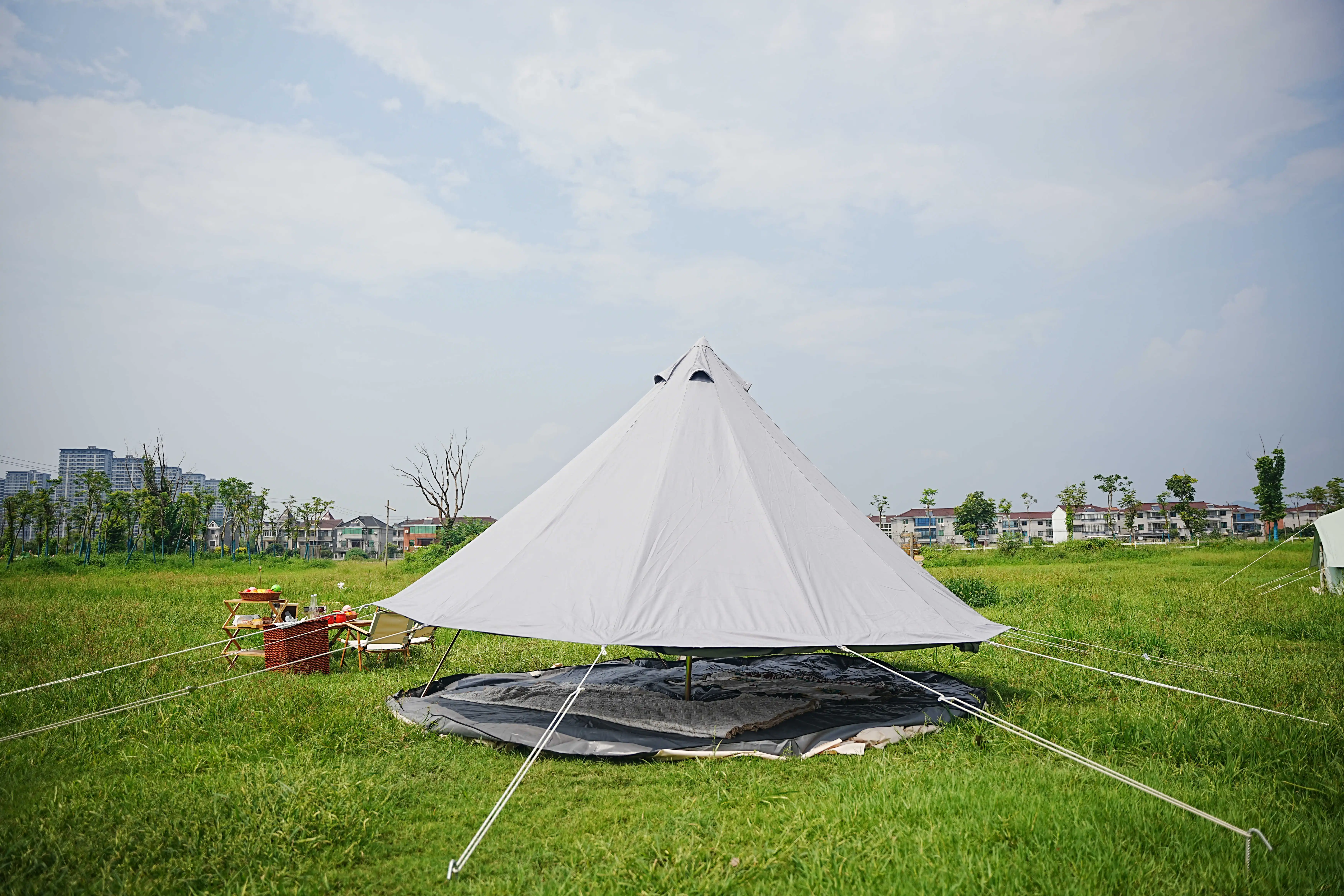 IN STOCK heavy duty outdoor camping multiple color 3m 4m 5m 6m cotton canvas bell tent glamping