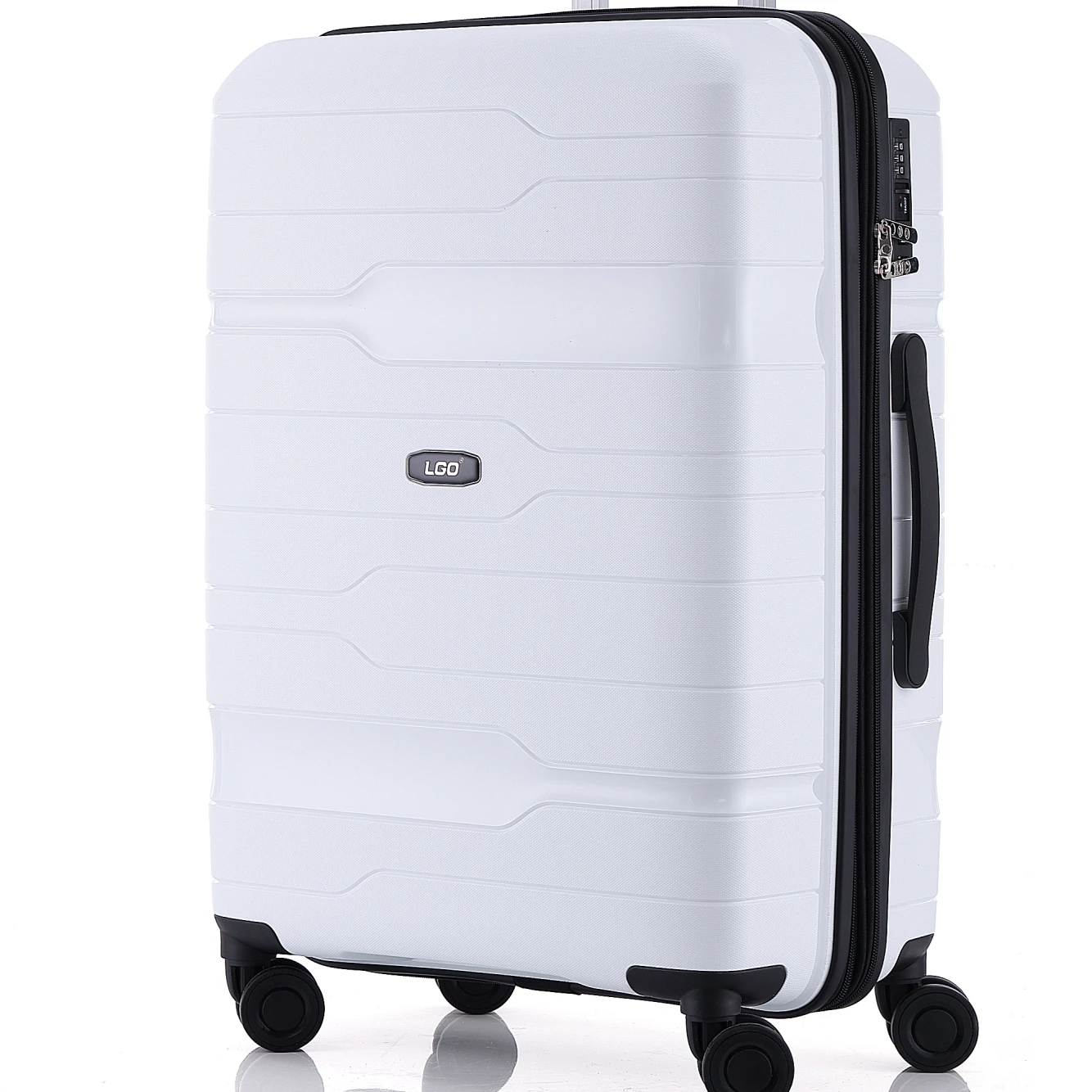 Large size 28 inch trolley case with aluminum pull rod Travel PP suitcase for long distance trip Trunk white zipper luggage