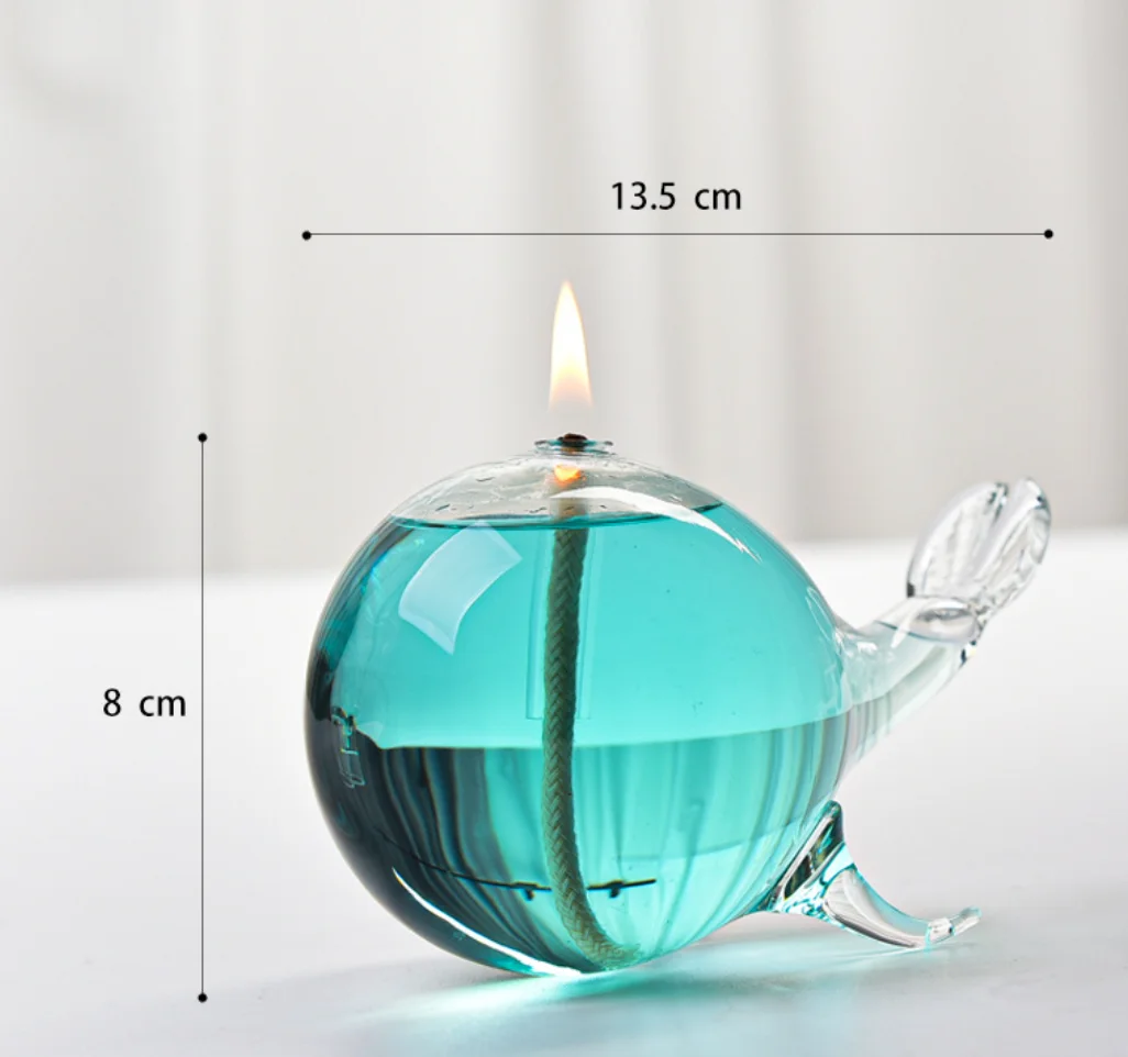Nordic Romantic Simple Creative Cute Small Whale Design Glass Oil Lamp