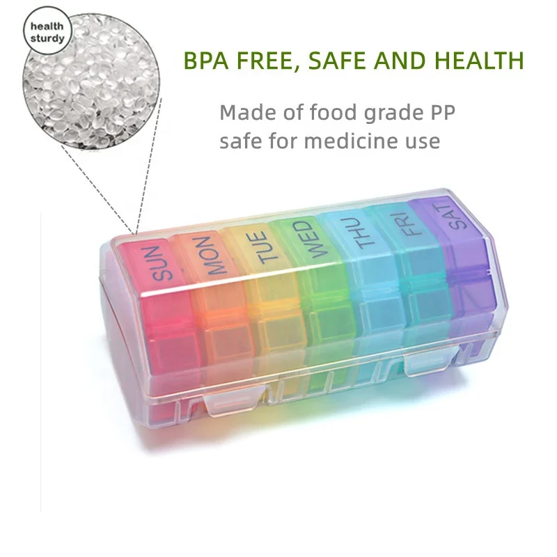 New Design Large Pill Organizer 4 Times a Day Pill Box for Travelling Medicine Organizer with Removable Days Portable Dispenser