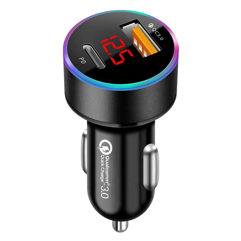 
Quick charge PD QC3.0 6A Adapter Dual Usb Digital Display type c fast car micro usb charger for iphone samsung xiaomi 