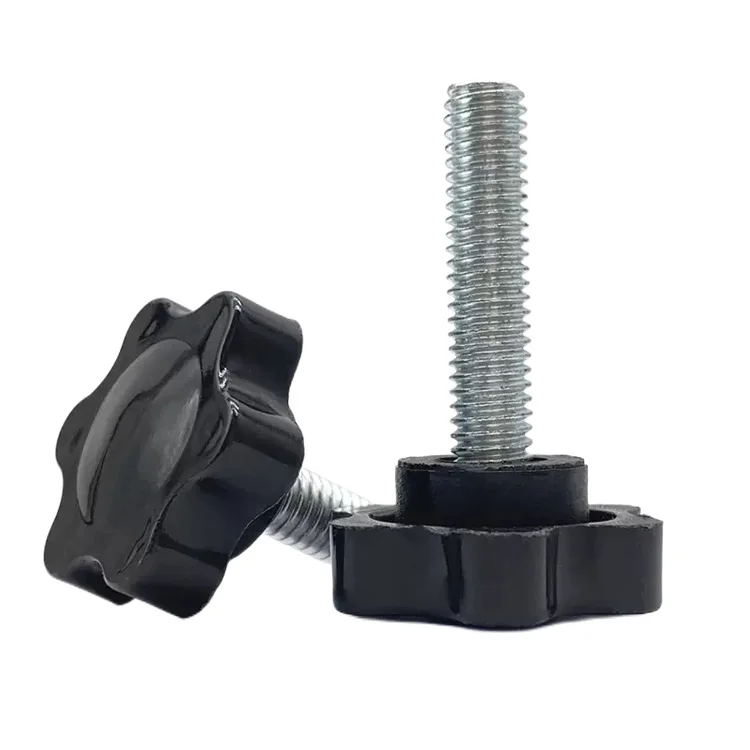 Six Star Black Knob Plastic Head Steel M6 M8 M10 Screw Rod Thumb Screw