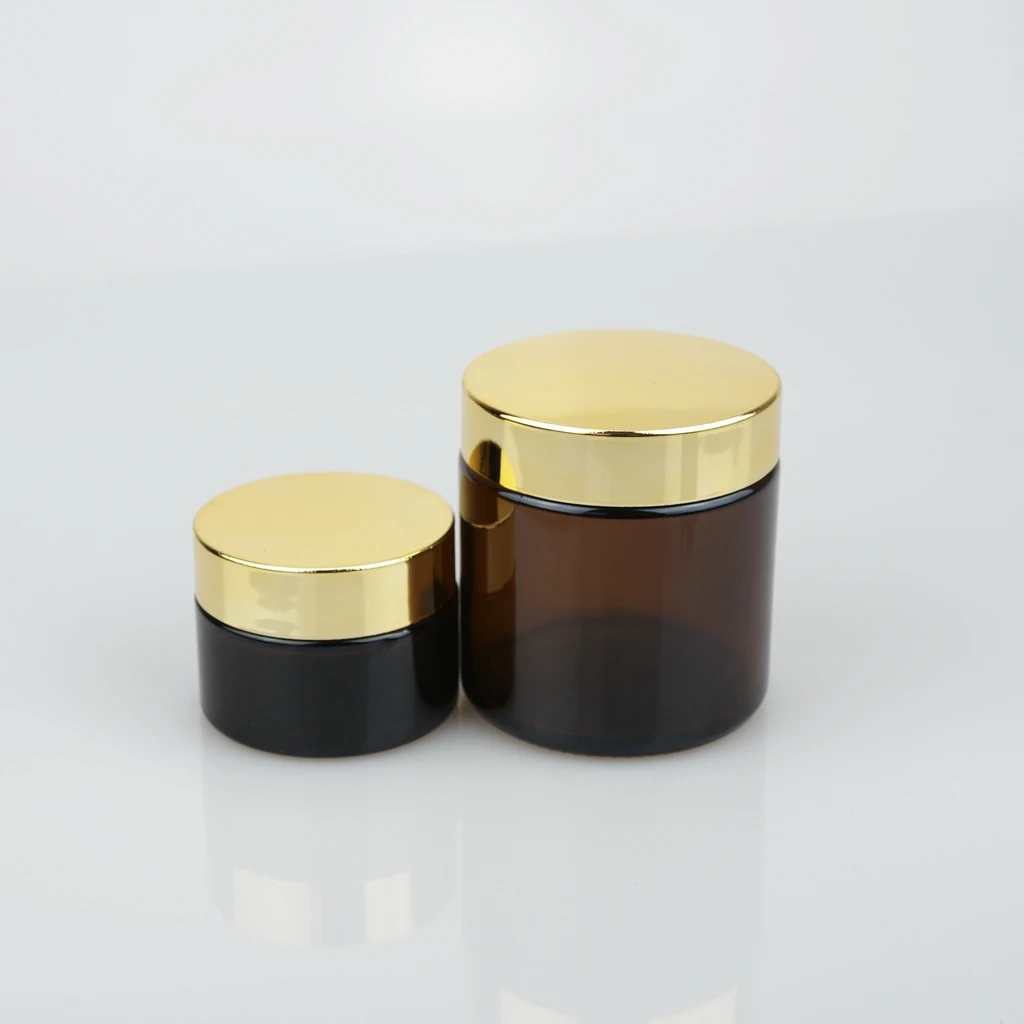 Manufacture 20ml 30ml 50ml 100ml High quality Amber color glass jar for cosmetic cream with Hand gasket and screw cap