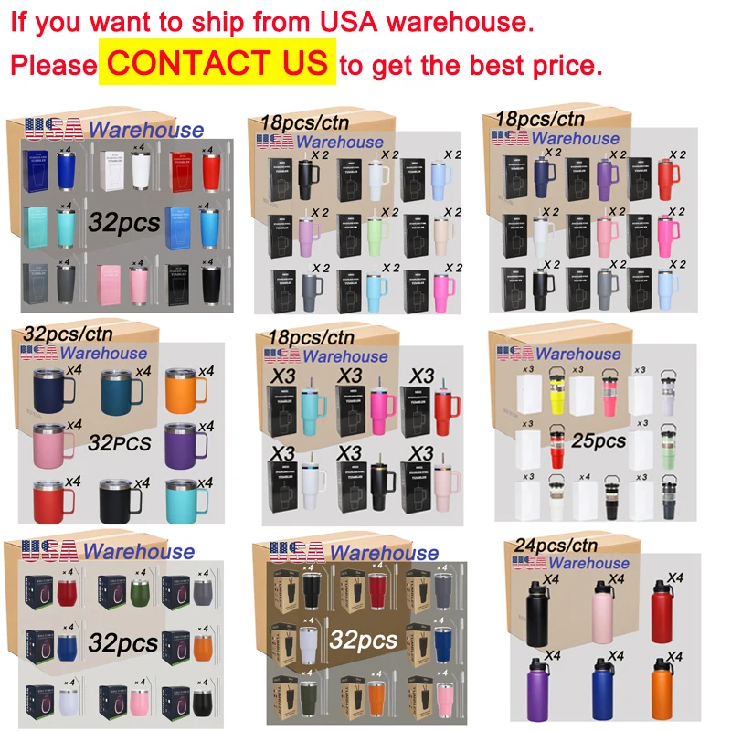 USA WAREHOUSE  sublimation blank Vacuum Double Insulated Coffee Travel Mug 20oz 30oz Stainless Steel Tumbler With Handle