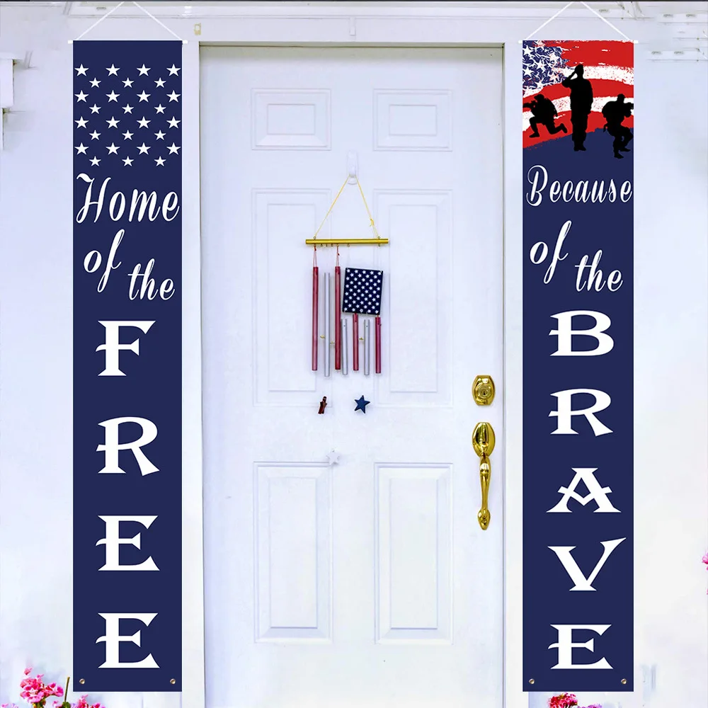 New Independence Day Couplet Flag American Creative Decoration Wall Stickers Door Curtains Hanging Cloth