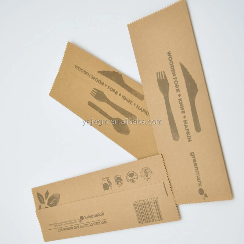Eco Friendly Biodegradable Bulk Compostable Biodegradable Free Design Disposable Paper Cutlery Bag