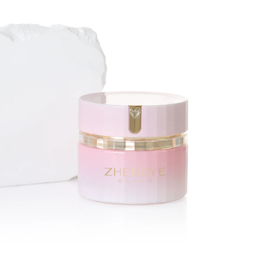 30g 50g 30ml 50ml Custom Eco Friendly Luxury Empty White Green Frosted Round Wide Mouth Glass Cosmetic Cream Glass Jar With Lid