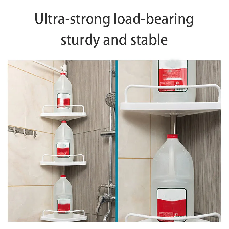 4 Tier Adjustable Telescopic Bathroom Corner Organizer Shelf Punch-Free Freestanding Bathroom Storage Rack