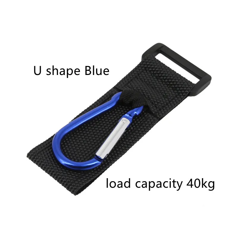 Portable low price carabiner wholesale U shape hook keychain with magic strap load weight 40kg climbing carabiner