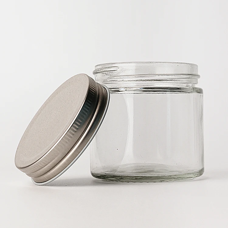 Bpa Free Clear 100Ml 200Ml 300Ml Fruit Package Hermetic Glass Jar With Aluminum Cap