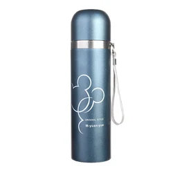 Thermos with handle Micky mouse printed Mug Travel Water Vacuum flasks Steel Double Wall Thermal Bottle