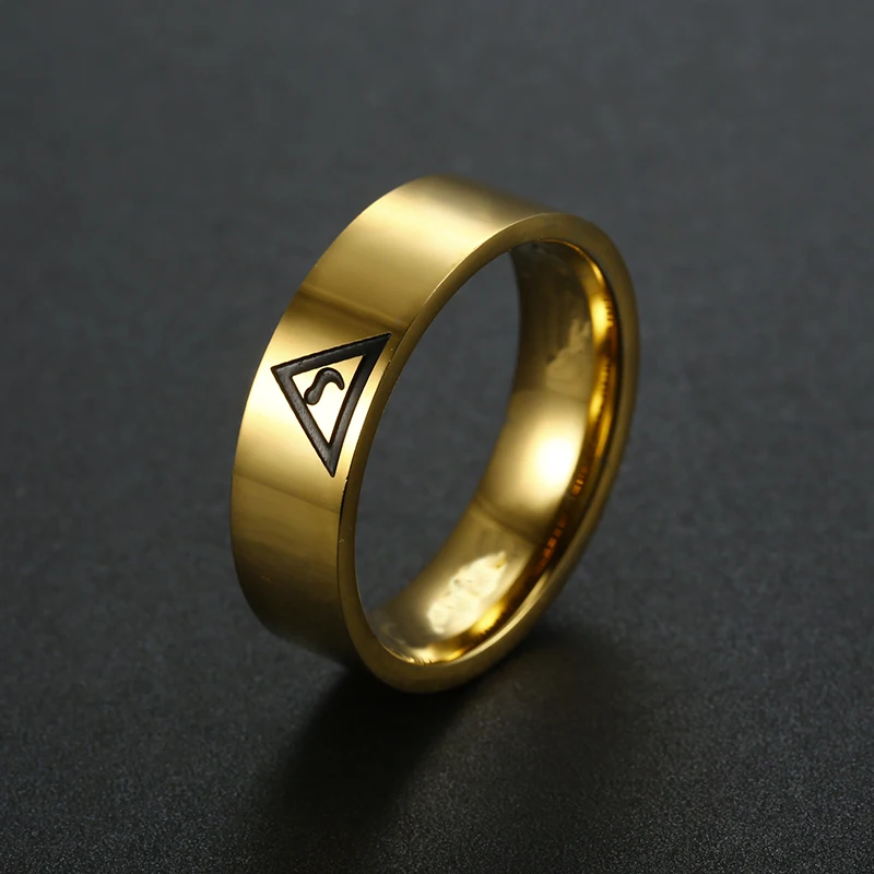 Gold Plated Masonic Rings for Men Scottish Rite 33rd Degree Grooved Band Freemasons Jewelry For Party