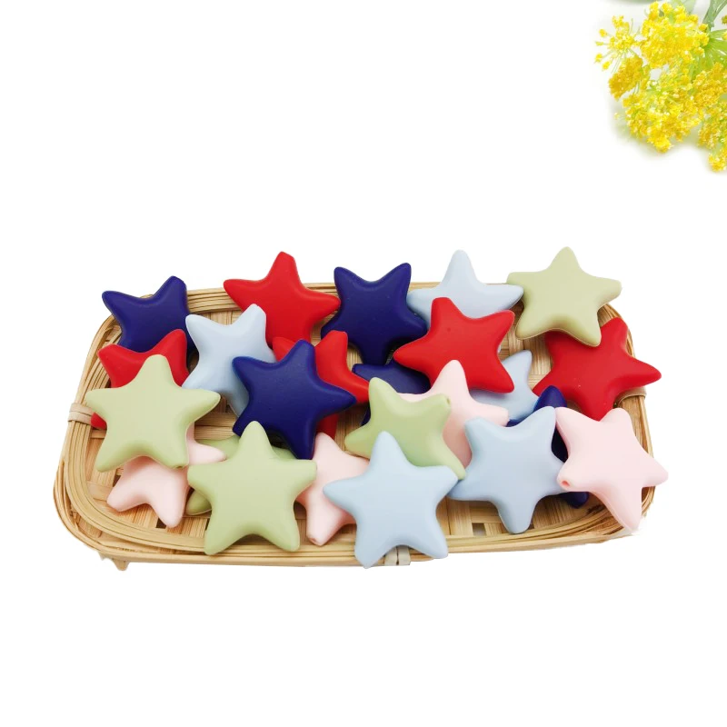 Hot Selling Food Grade Baby Silicone Beads Teether Baby Toy Star Silicone Beads For Jewelry Making