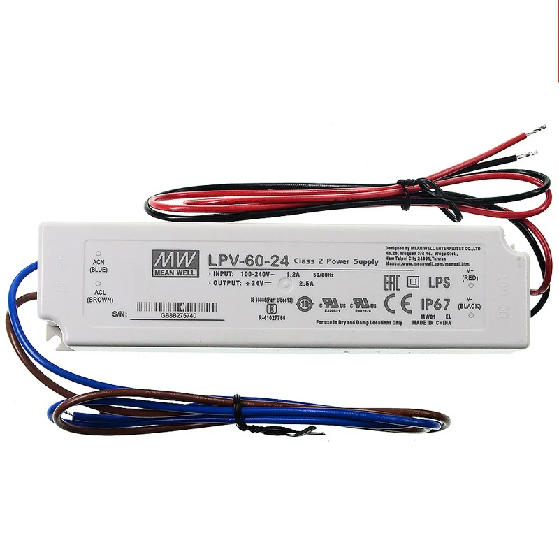 SMPS Meanwell LPV-60-24 60W 24V 2.5A constant voltage LED Lighting Driver 60W Single Output Switching Power Supply
