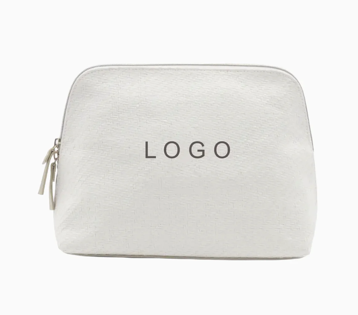 Новейшая Экологически чистая соломенная косметичка большого размера с индивидуальным логотипом уникальная белая из рафии вязаная крючком бумажная