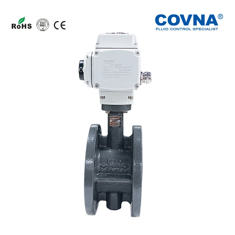 COVNA 24v dc motorized actuator valve plug valve Cast iron electric butterfly valve