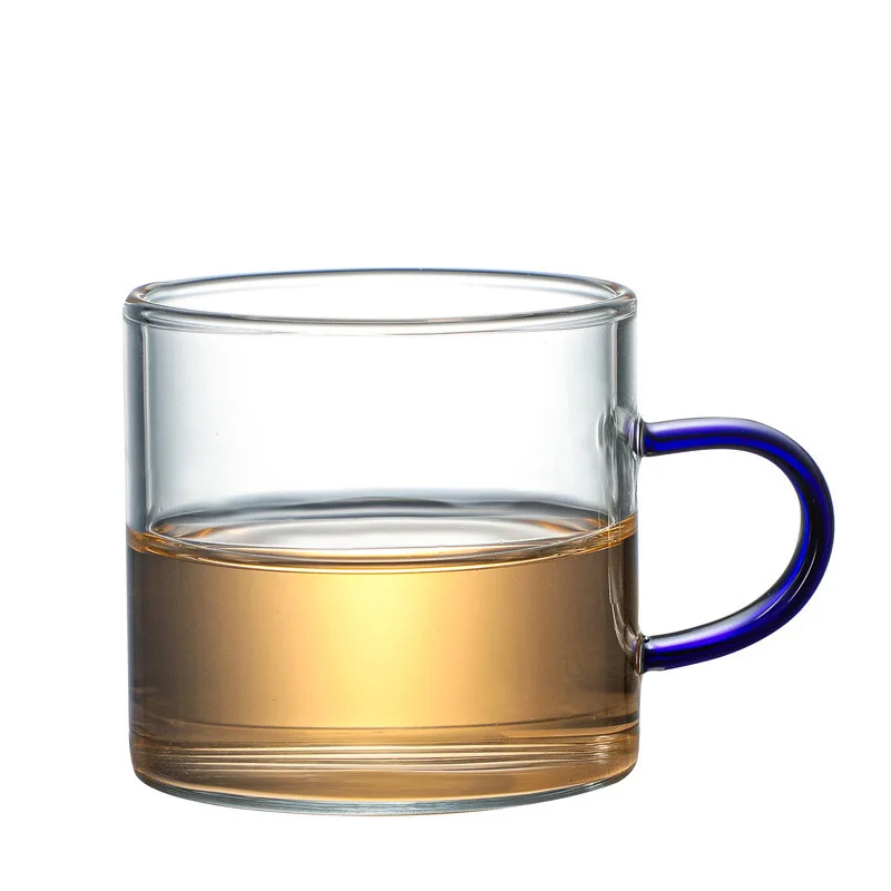 Factory direct sales  Handmade high borosilicate glass cup tea cup with colors handle