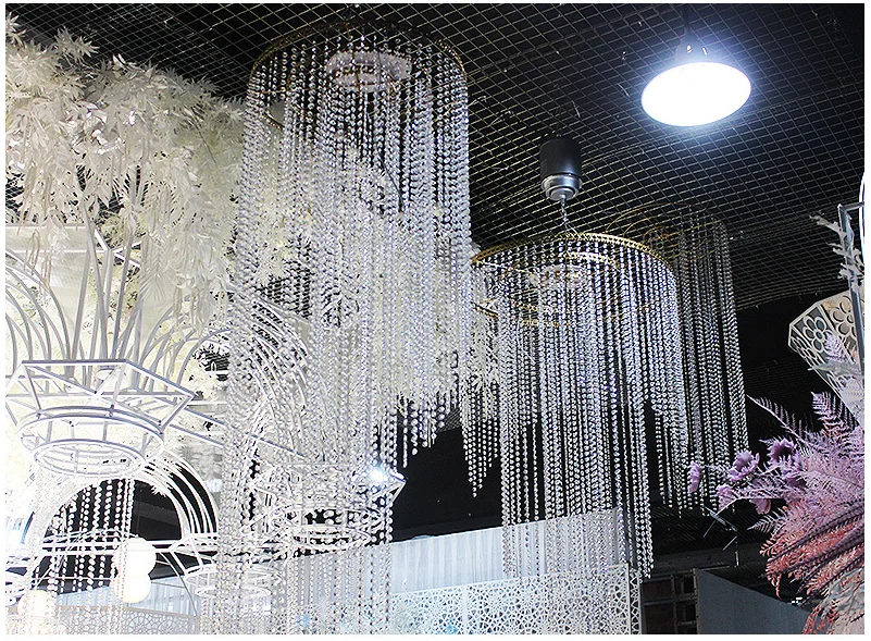wedding ceiling frame gold white round shape for crystal beads pendant curtains hanging decoration
