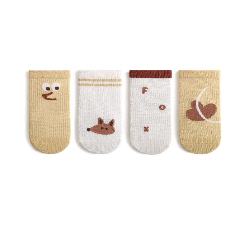 2024 Wholesale Kids Cotton Socks Korean Angel Design Stylish Casual Occasion Baby Socks Crew Logo Bottom Cuff Knitted Spring