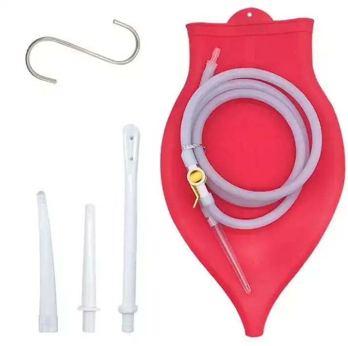 High quality reusable silicone enema douche bag medical grade 1500ml 2000ml customized enema bag kit