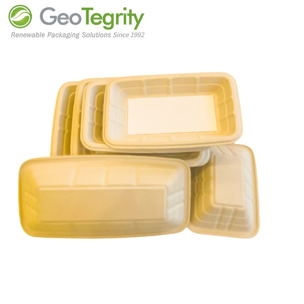 Customized Biodegradable Sugarcane Pulp Meat Tray Bagasse Meat Tray With Absorbent Pad