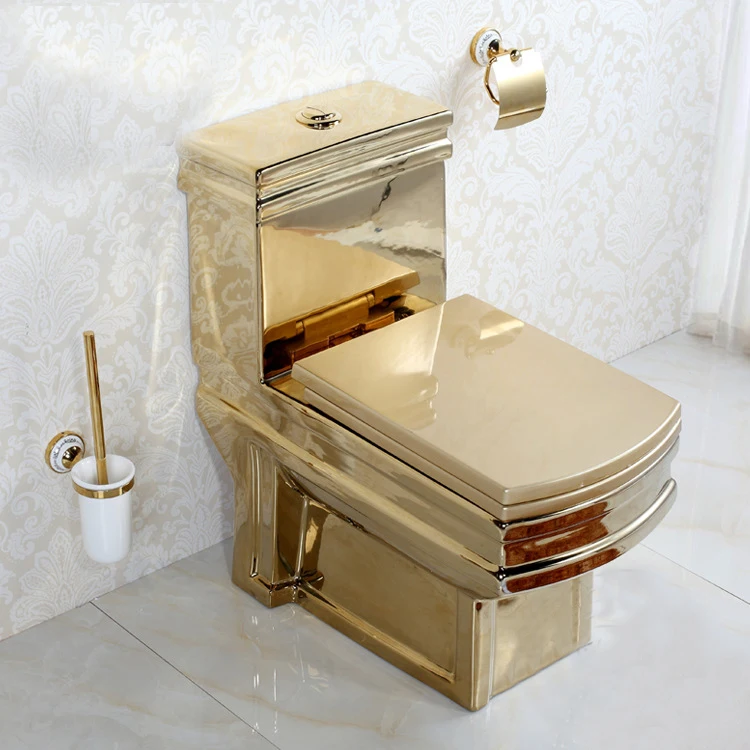 
Gold Toilet KD-10GPB Square Toilet Seat One-piece Water Closet Luxury Sanitary Ware 