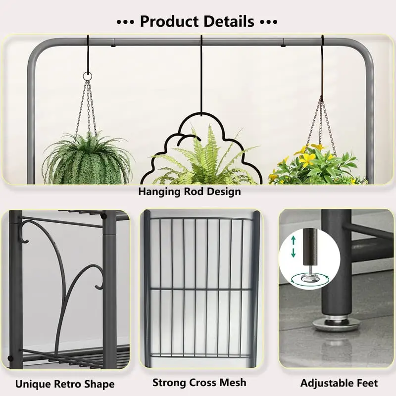 Indoor Outdoor High Angle Hanging Plant Stand Metal Planter Ladder For Room Balcony Garden Patio Multi Plant Stand 3 Tiers