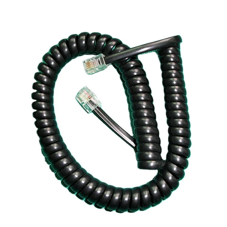 Wholesale high quality crimping coil cable 4p4c earphone connecting cable rj9 cable