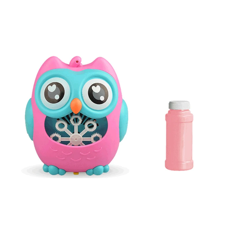 New Arrival electric Cartoon owl bubble maker Automatic bubble blower machine toys for summer with lighting music