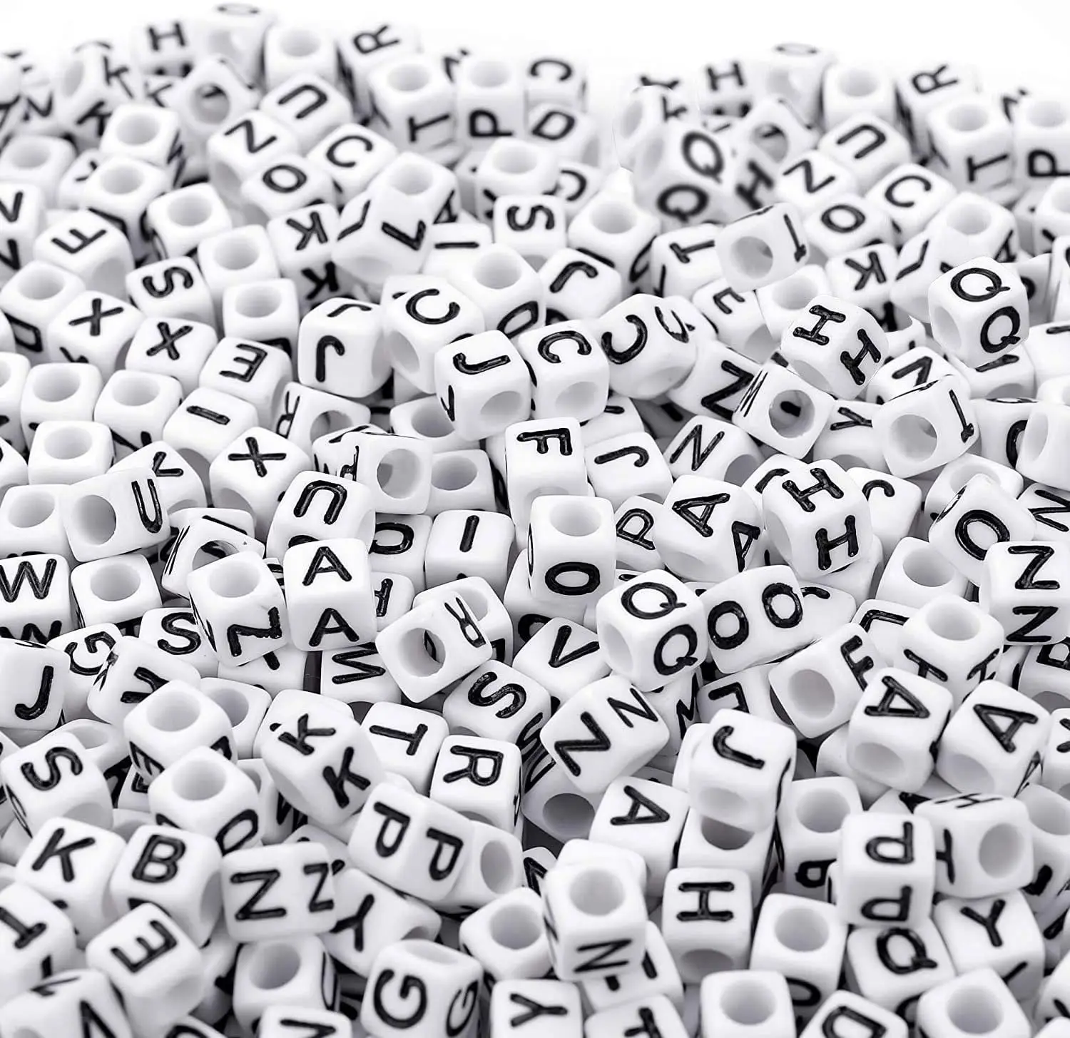 500g/bag  3000pcs Acrylic White Letter Beads Alphabet Beads for Jewelry Making DIY Necklace Bracelet (6mm)