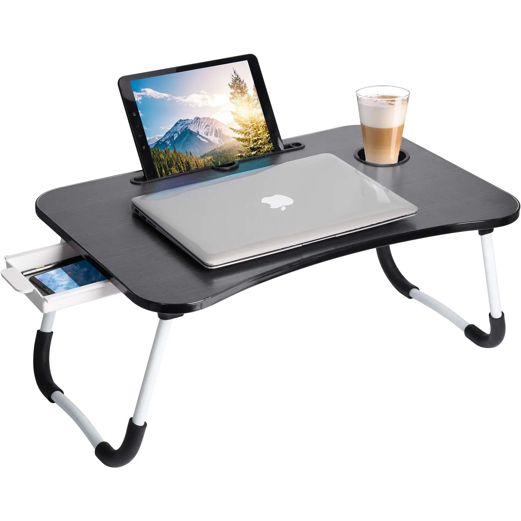 Multipurpose Colorful Design Folding Small Modern Study Bed Desk Foldable Laptop Computer Table With Cup Holder