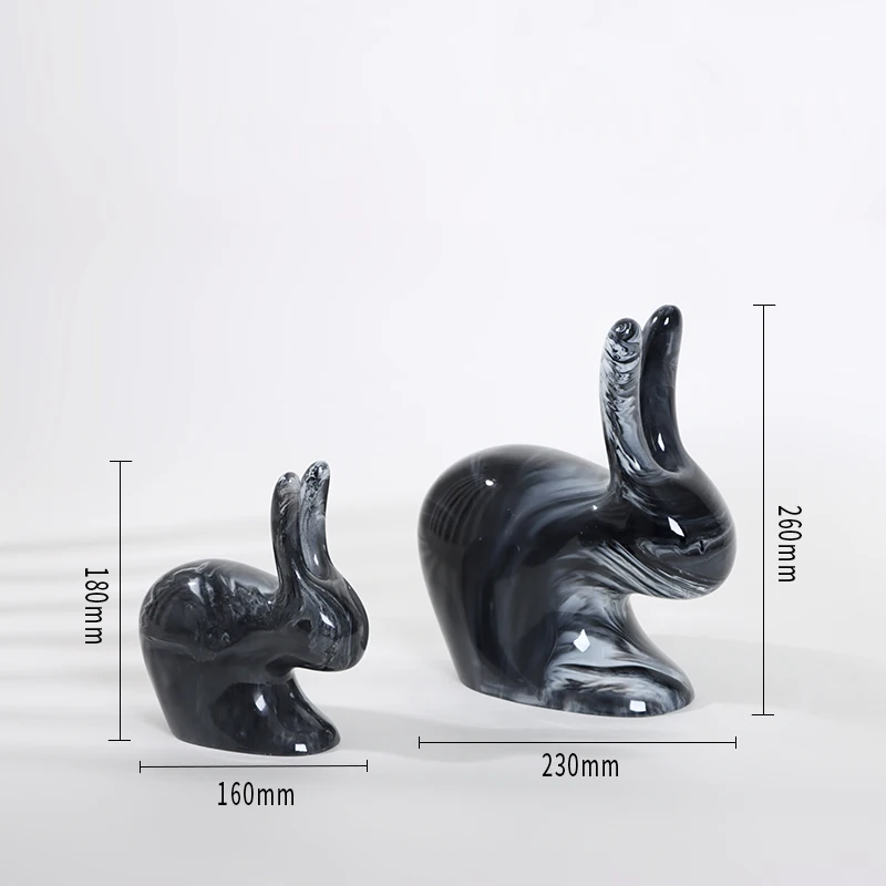 Customized wholesale modern polyresin crafts resin rabbit statues figurine sculpture for home decoration