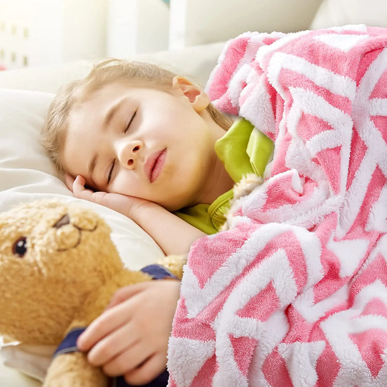 60x80 Inches Thick Warm Soft Fuzzy Cationic Dyeing Green Blue Sherpa Twin jacquard knitted throw Blankets for Bed